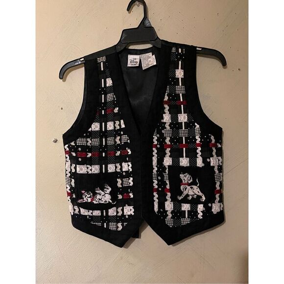 The Disney Store Women’s Vest 101 Dalmatians Black Embellished Pockets Sz Small - Picture 3 of 6